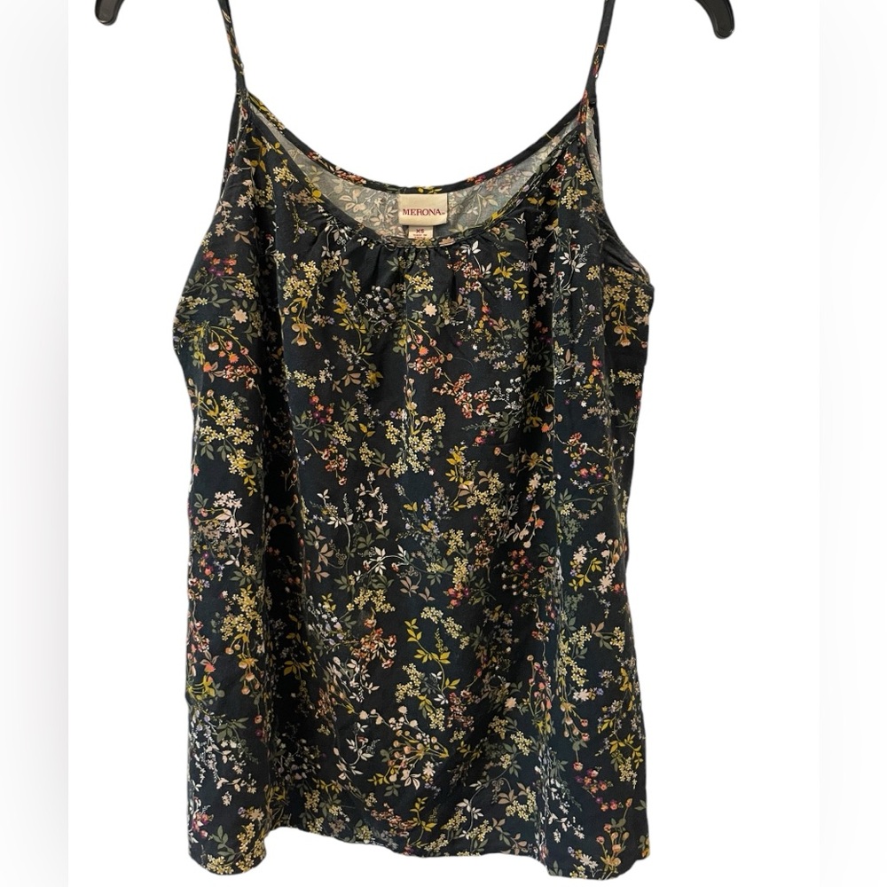 Merona black floral tank top
